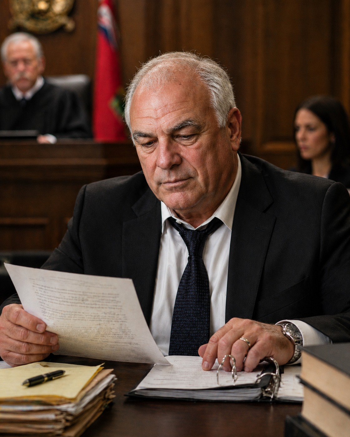Tony Iavarone focused in court during a criminal defence case