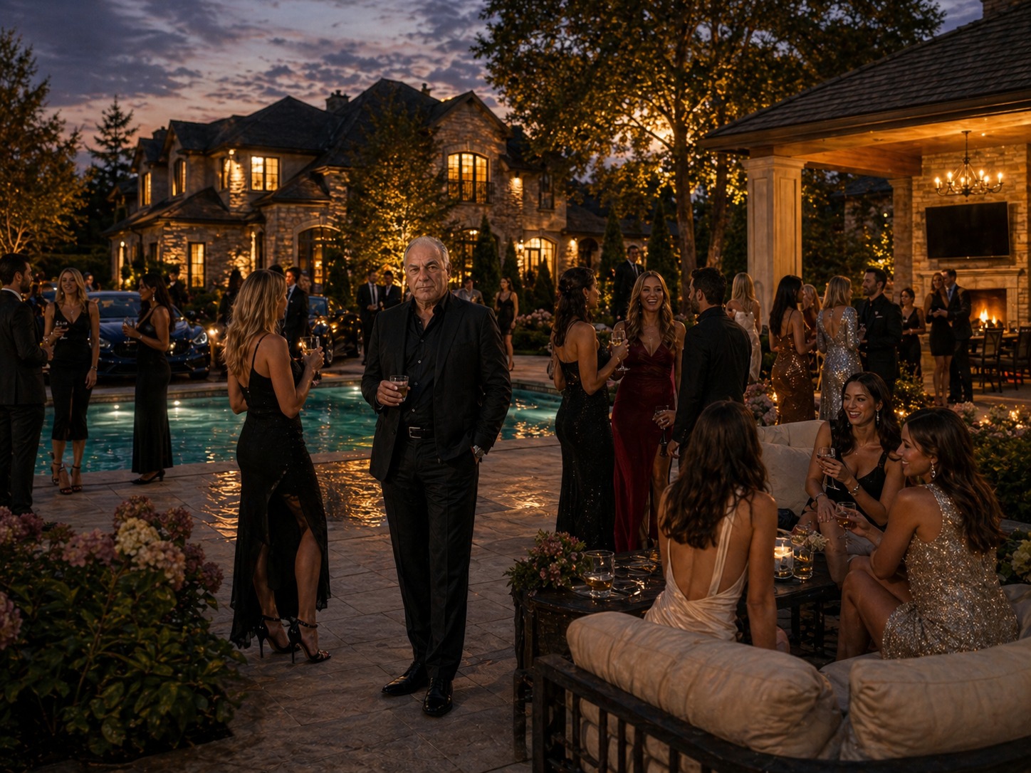 Elegant adult poolside gathering at Tony Iavarone's Hamilton estate
